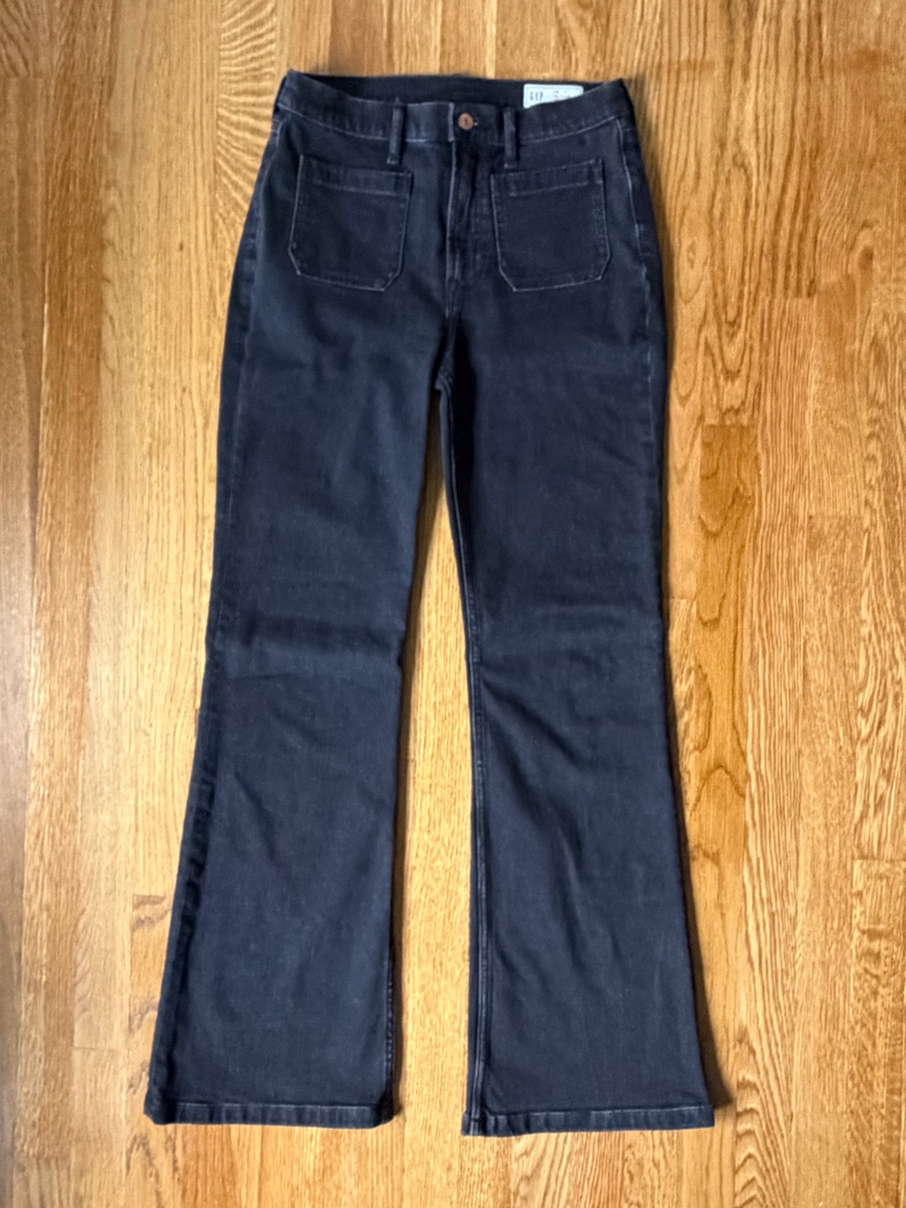 GAP Womens Faded Black 70s Flare High Rise Jeans, 28/6 NWOT